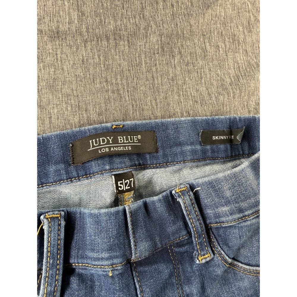 Judy Blue Womens Jeans 5/27 Skinny Fit Distressed Ripped Stretch Blue Denim - Picture 3 of 9